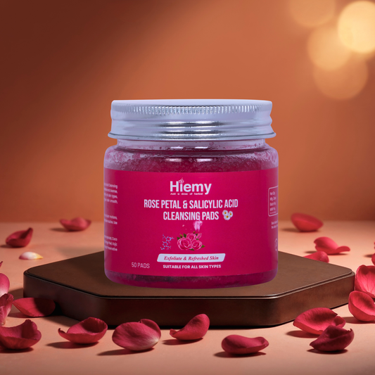 Hiemy Rose Petal & Salicylic Acid Cleansing Pads for Exfoliate | Refresh | Smooth Glow | Suitable for All Skin Types (50Pads)