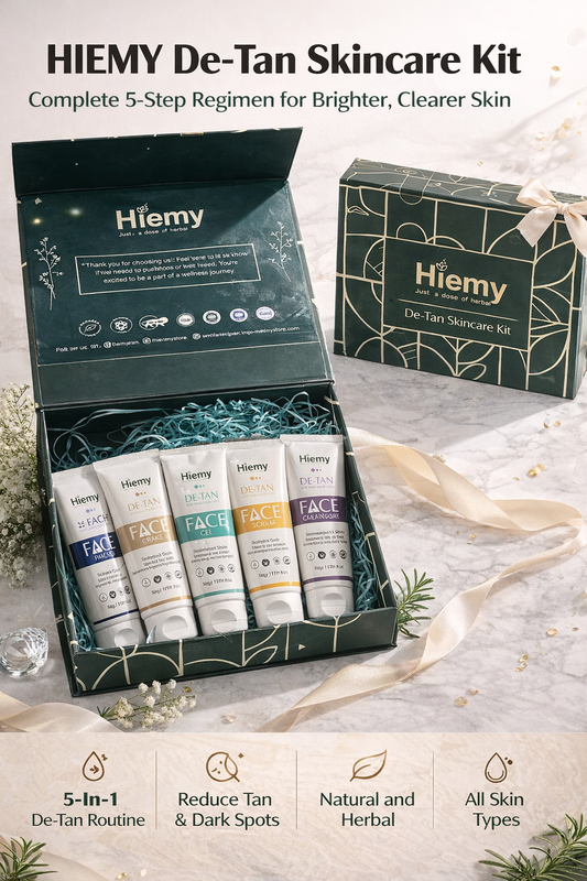 HIEMY De-Tan Skincare Kit – Complete 5 Step Tan Removal & Brightening Facial Routine (5 Products Kit)