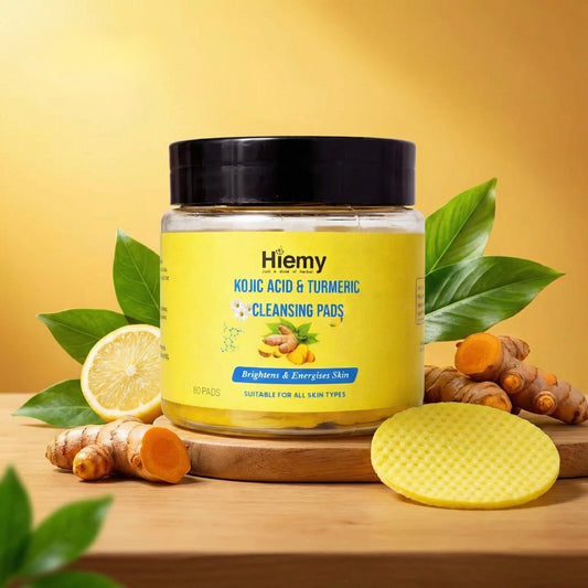 Hiemy Kojic Acid & Turmeric Cleansing Pads (50Pads) | Brightens | Targets Pigmentation | Energizes Skin | Suitable for All Skin Types