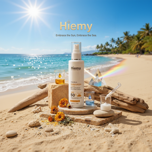 Hiemy Ultra Block Sunscreen SPF 50 PA+++ Broad Spectrum Protection | UVA + UVB + Blue Light Defense | Lightweight | Non-Greasy | For All Skin Types | 100ml