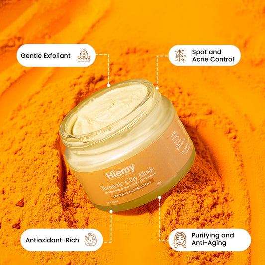 Hiemy Turmeric Clay Mask Detoxifies for Brightens | Deep Cleansing | Enriched with Turmeric Extract & Vitamin E | (50g)