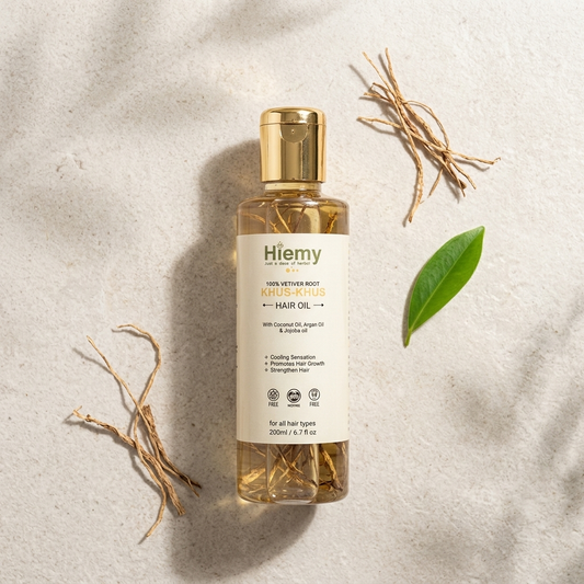 Hiemy Khus Khus Hair Oil 100% Vetiver Root Hair Oil | With Coconut, Argan & Jojoba Oil | 200ml