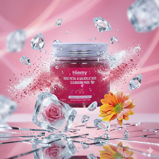 Hiemy Rose Petal & Salicylic Acid Cleansing Pads for Exfoliate | Refresh | Smooth Glow | Suitable for All Skin Types (50Pads)