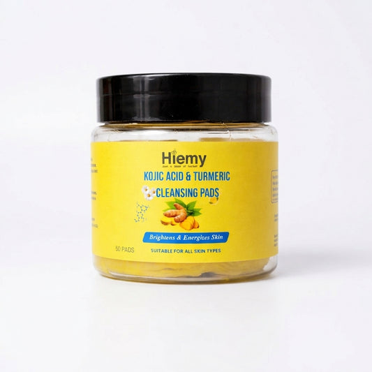 Hiemy Kojic Acid & Turmeric Cleansing Pads (50Pads) | Brightens | Targets Pigmentation | Energizes Skin | Suitable for All Skin Types