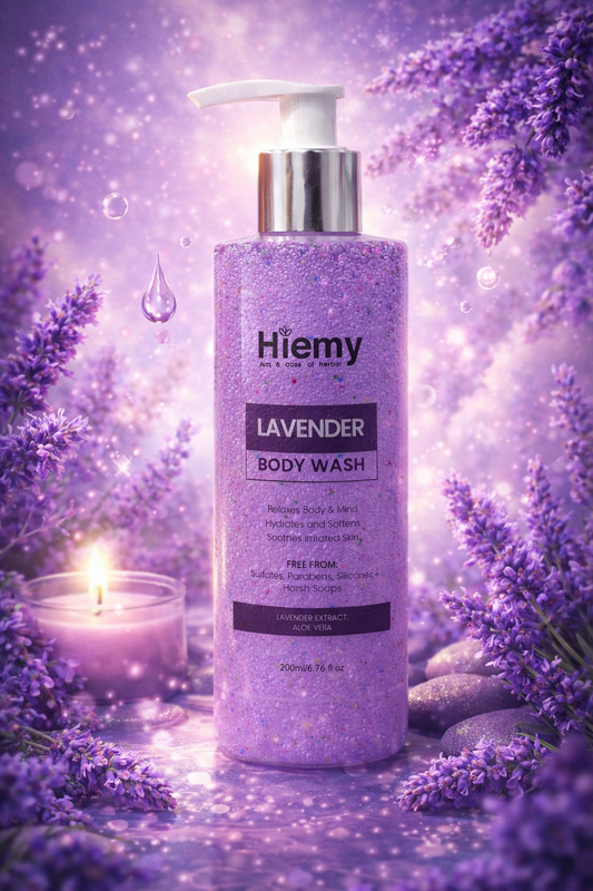 Hiemy Lavender Body Wash | Relaxes Body & Mind | Hydrates & Soothes Irritated Skin | Sulfate-Free | With Lavender Extract & Aloe Vera (200ml)