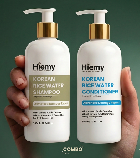 Hiemy Korean Rice Water Hair Repair Duo Shampoo + Conditioner | Advanced Damage Repair  | (300ml) x 2