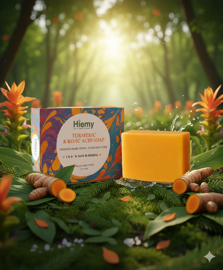 Hiemy Turmeric & Kojic Acid Brightening Soap | Fades Dark Spots & Evens Skin Tone (Combo of 3 Soap)