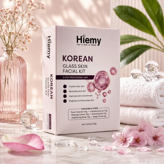 Hiemy Korean Glass Skin Professional 6-Step Facial Kit | Salon Facial at Home | 55g
