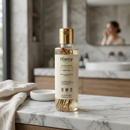 Hiemy Khus Khus Hair Oil 100% Vetiver Root Hair Oil | With Coconut, Argan & Jojoba Oil | 200ml