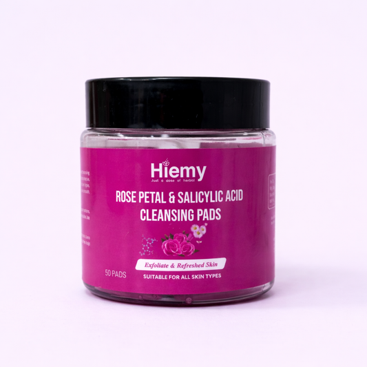 Hiemy Rose Petal & Salicylic Acid Cleansing Pads for Exfoliate | Refresh | Smooth Glow | Suitable for All Skin Types (50Pads)