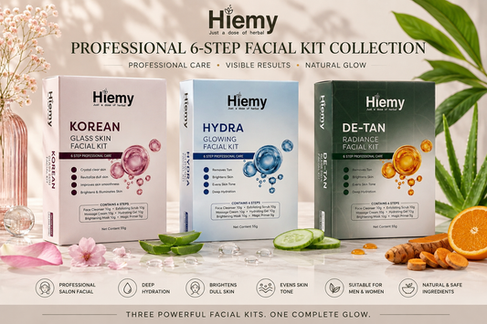 Hiemy Professional 6-Step Facial Kit | Korean Glass Skin | Hydra Glowing | De-Tan Radiance | Salon Facial at Home