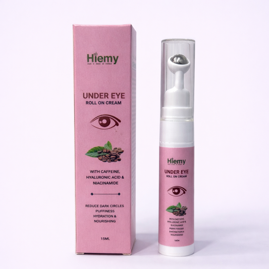 Hiemy Under Eye Roll On Cream with Caffeine | Hyaluronic Acid | Niacinamide | (15g)