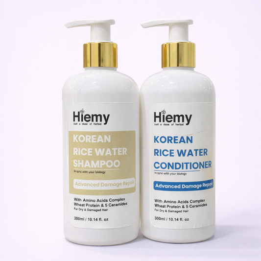Hiemy Korean Rice Water Hair Repair Duo Shampoo + Conditioner | Advanced Damage Repair  | (300ml) x 2