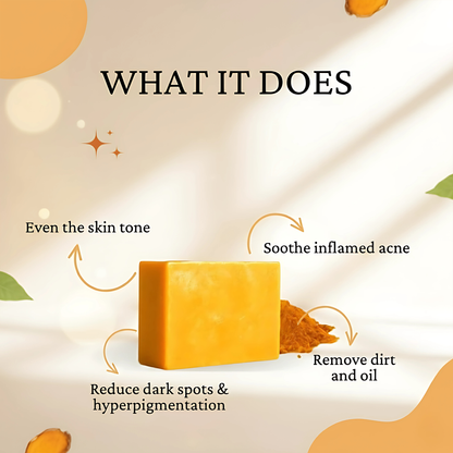 Hiemy Turmeric & Kojic Acid Brightening Soap | Fades Dark Spots & Evens Skin Tone (Combo of 3 Soap)