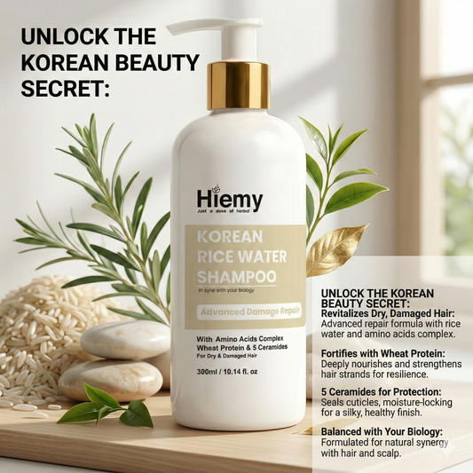 Hiemy Korean Rice Water Shampoo Advanced Damage Repair | With Amino Acids Complex, Wheat Protein & 5 Ceramides (300ml) | 300ml